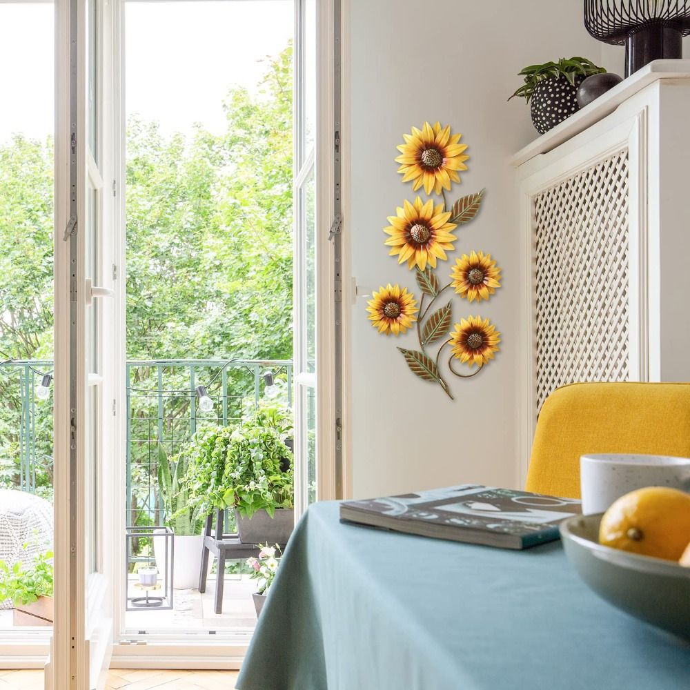 Background Resin Art - Garden Decor Metal Sunflower Wall Decoration