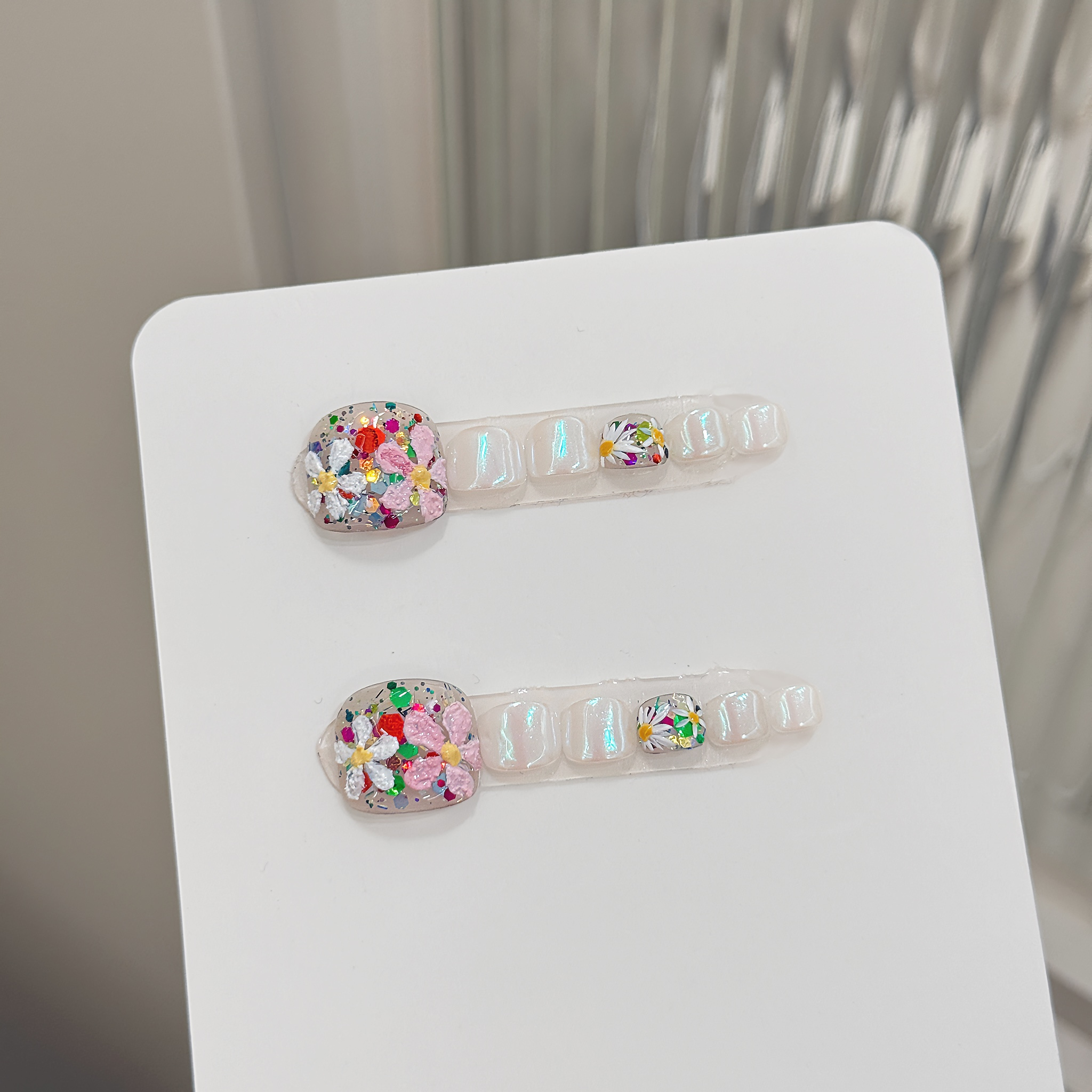 Resin Art And Design - 12pcs Handmade Pressed Foot Nail Art,Beautiful
