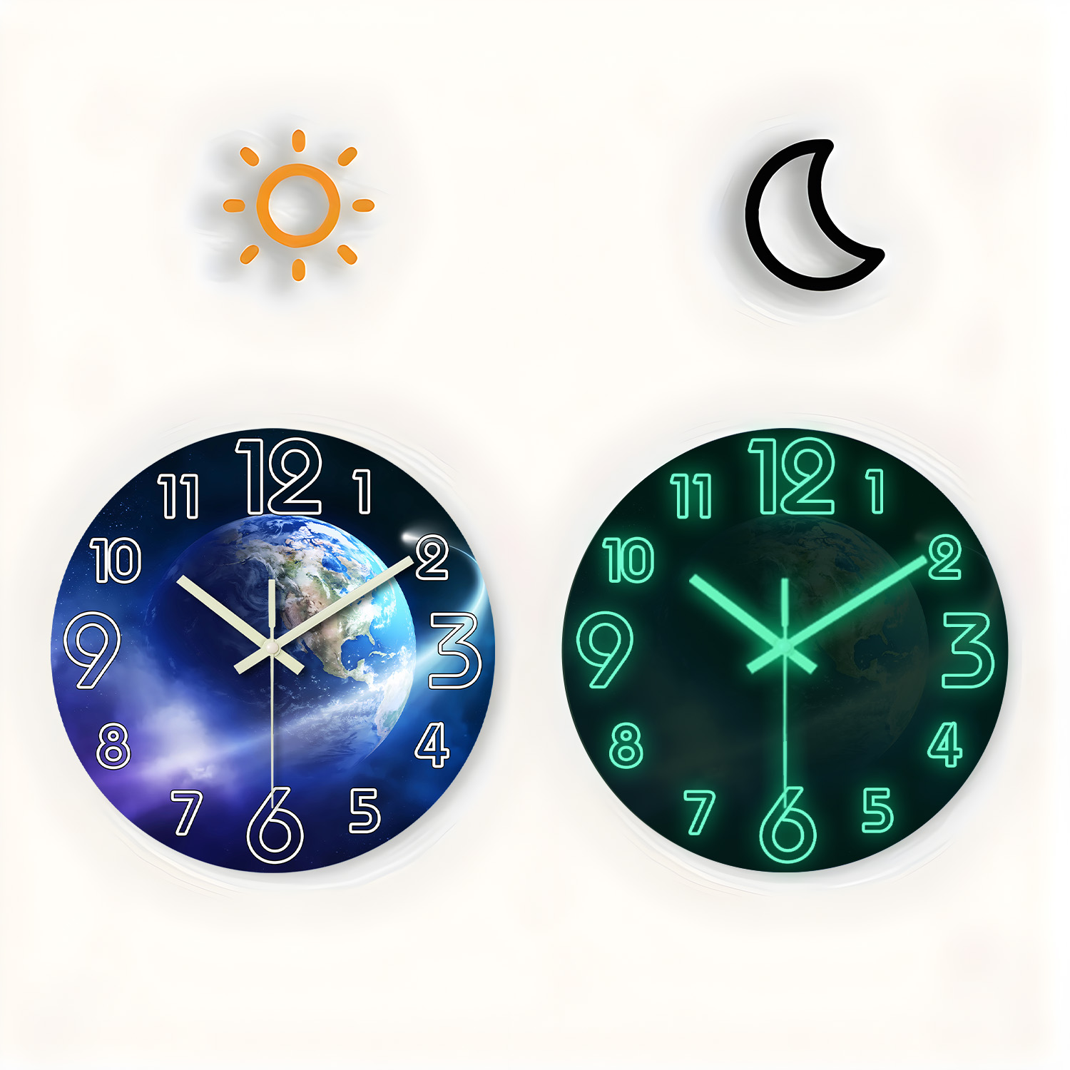 Resin Art Wall Clock - Creative Earth Luminous Wooden Wall Clock