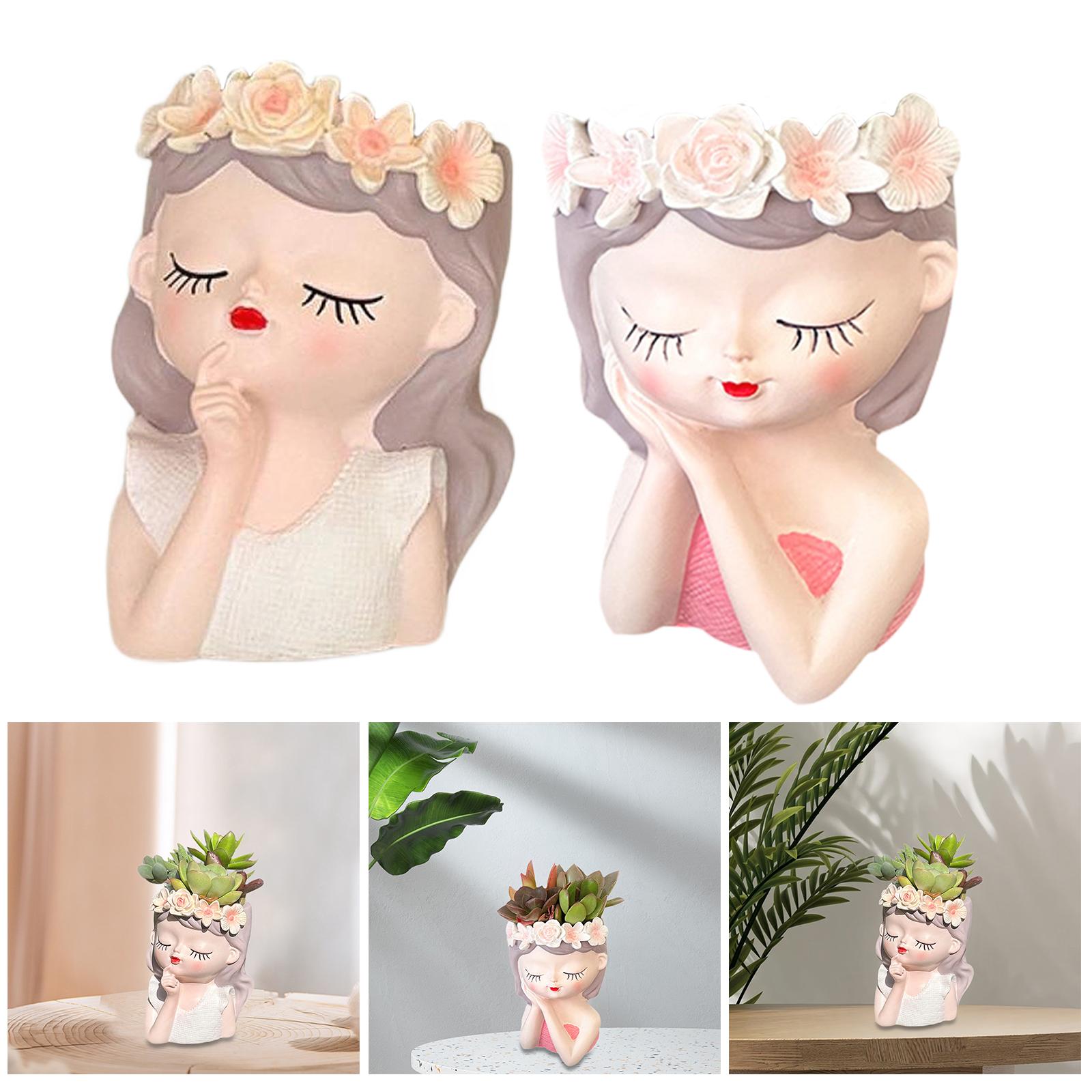 Resin Art Wedding Gift - Fairy Head Flower Pot Photo Prop