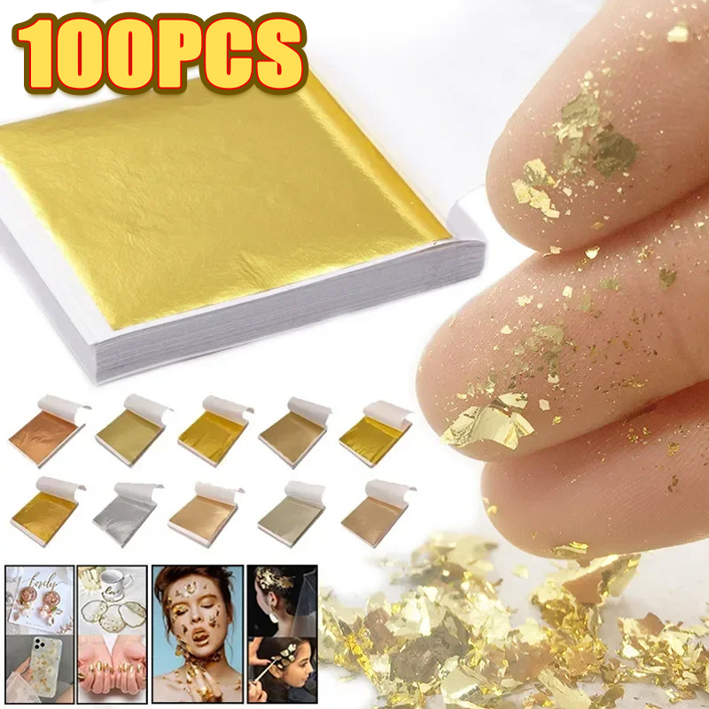 Resin Art Wedding Gift - 100Pcs Imitation Gold Foil Sheets 9x9cm
