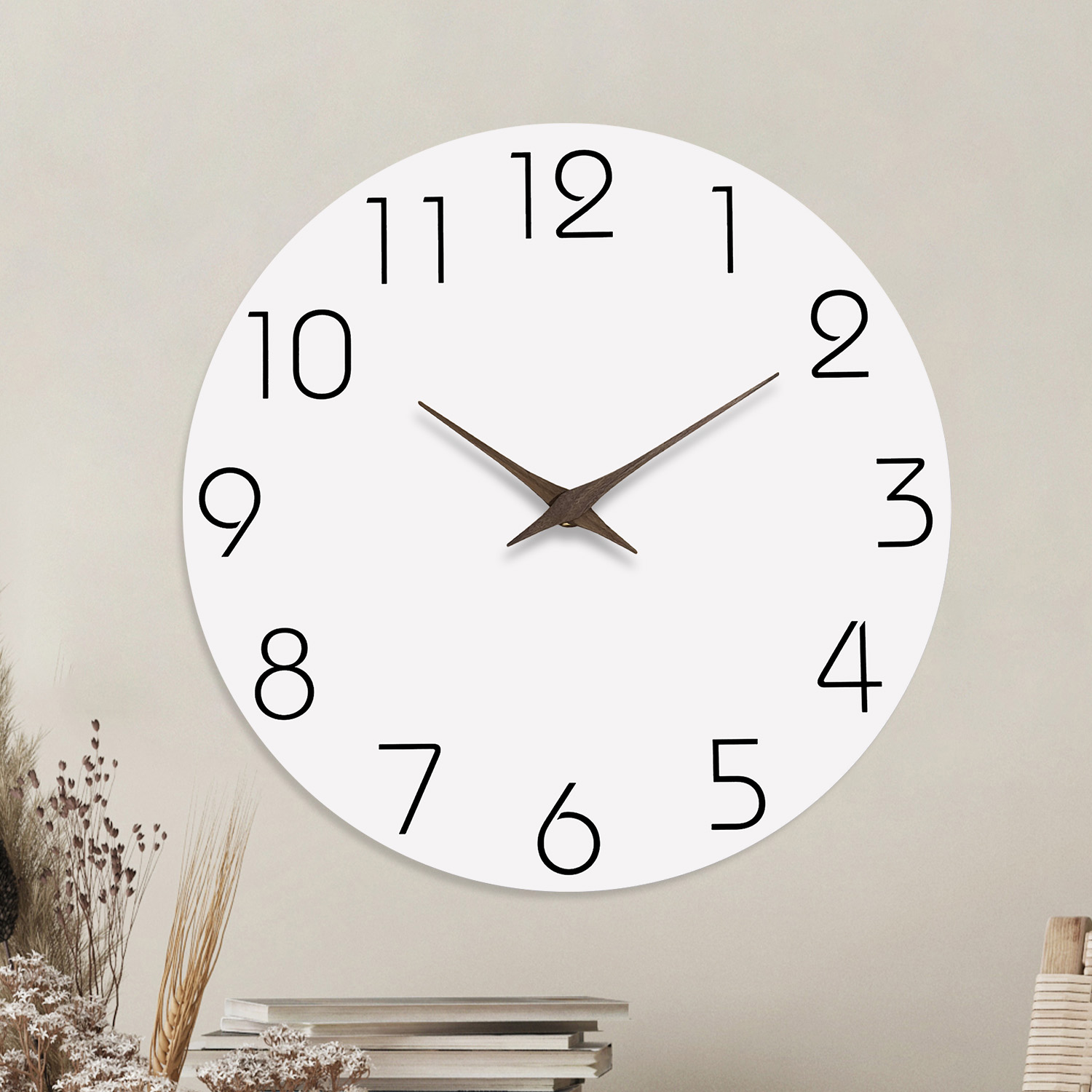 Resin Art Wall Clock - Simple White Wooden Wall Clock for