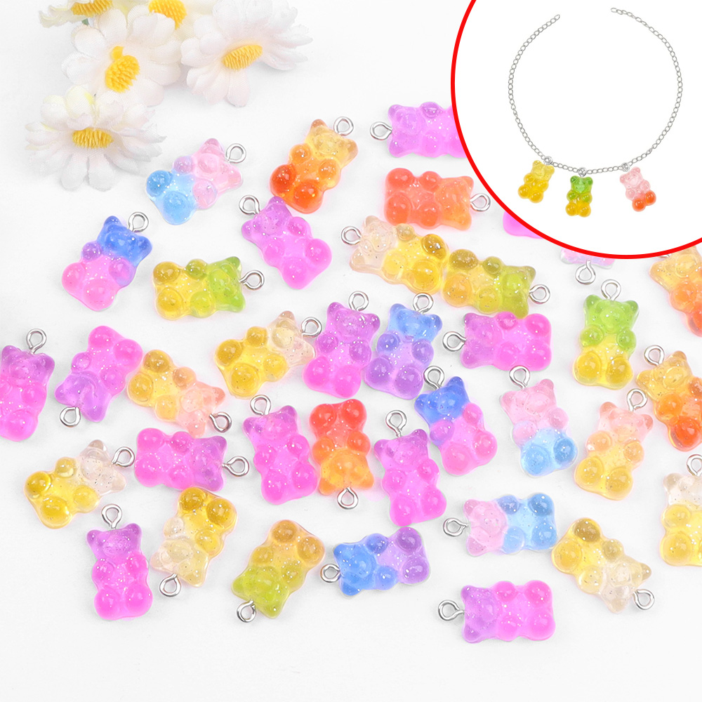 Resin Art And Craft - 60pcs Dual Color Resin Bear Shaped