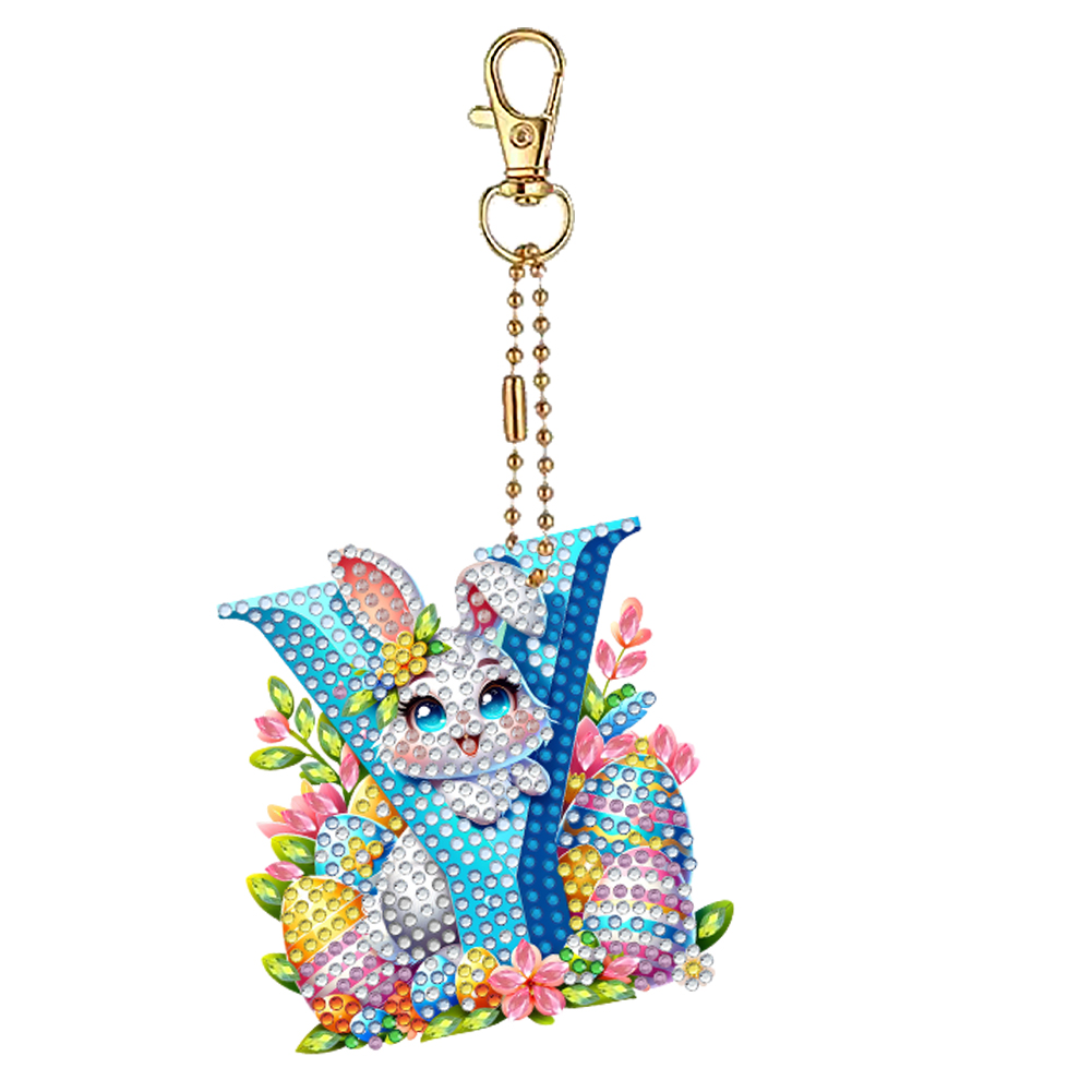 Resin Art Letter Keychain - Easter Diamond Painting Keychain Kits 5D