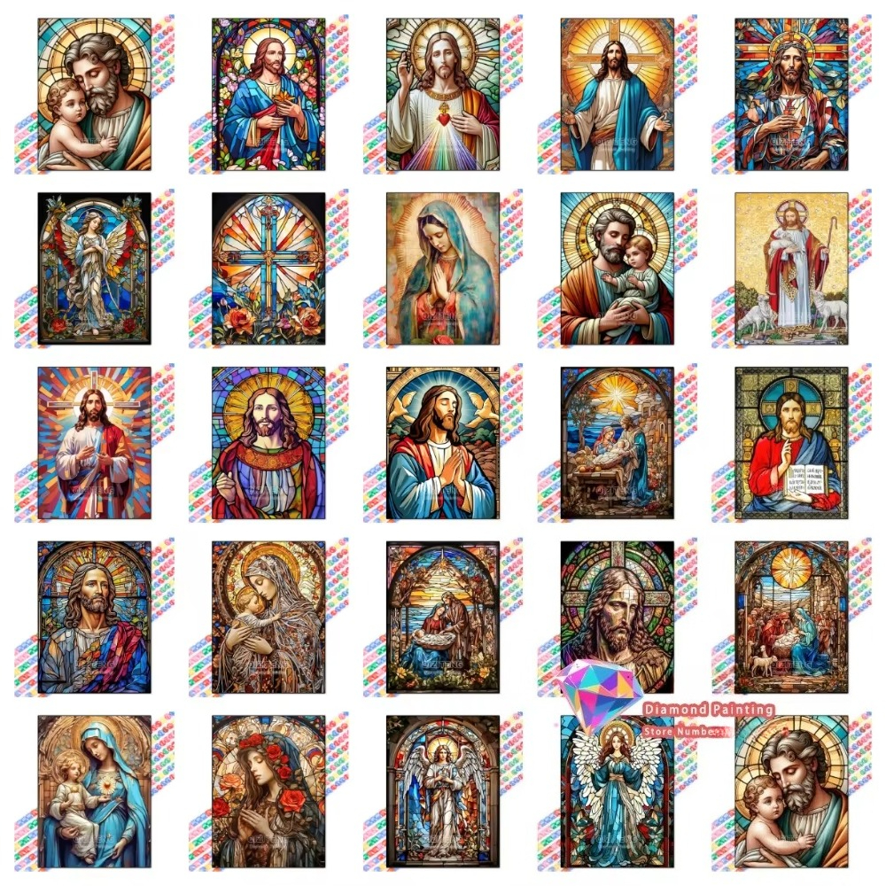 Resin Art And Craft - 1PC frameless Easter Jesus Square Round