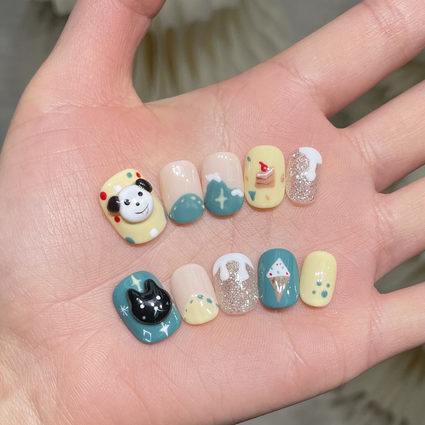 Resin Art And Design - 10Pcs Handmade Press On Nails Cute