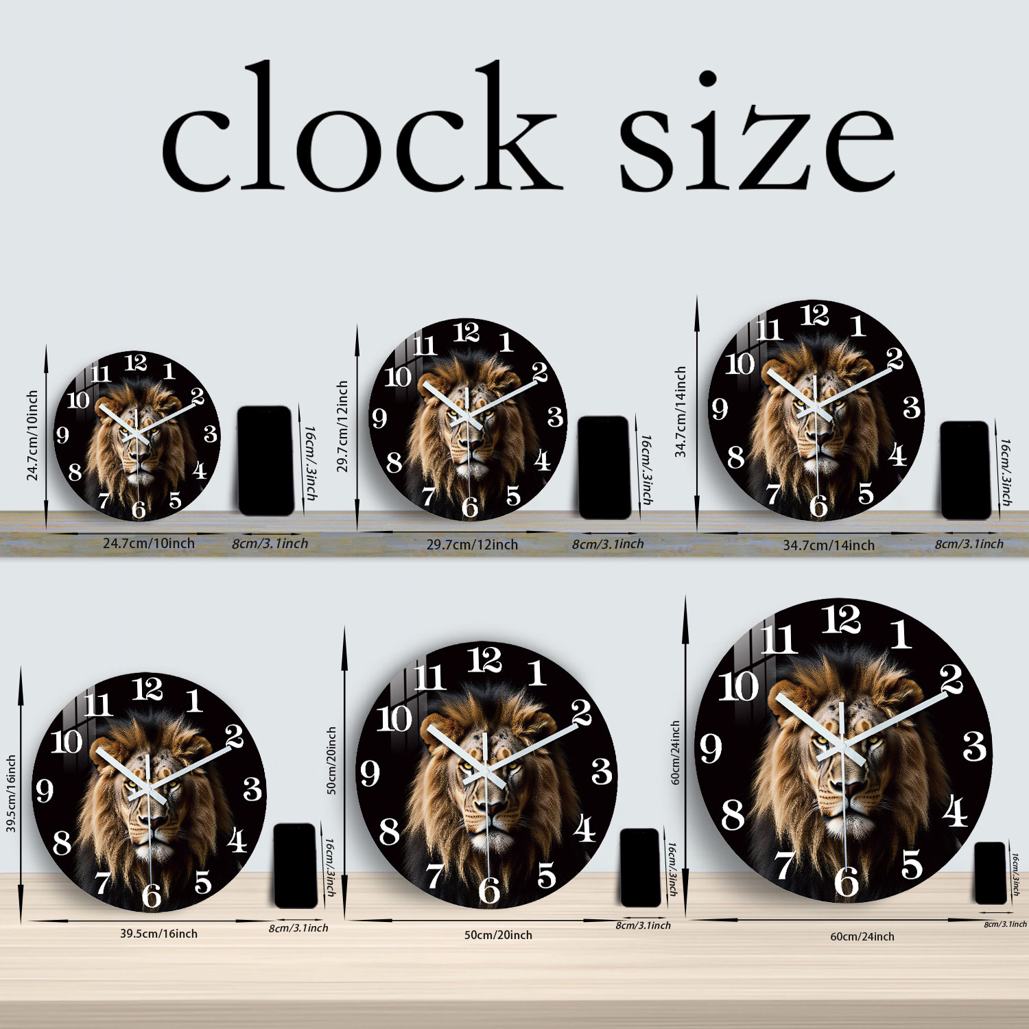 Wooden Wall Clock with Lion Pa - огляд і ціна Resin Art Wall Clock