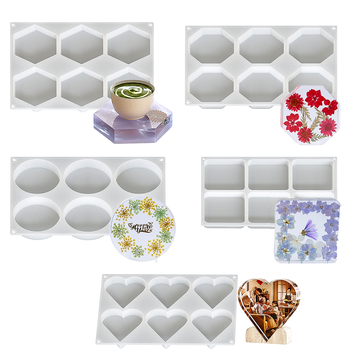 6 Holes Coaster Silicone Mold  - огляд і ціна Resin Art Mould