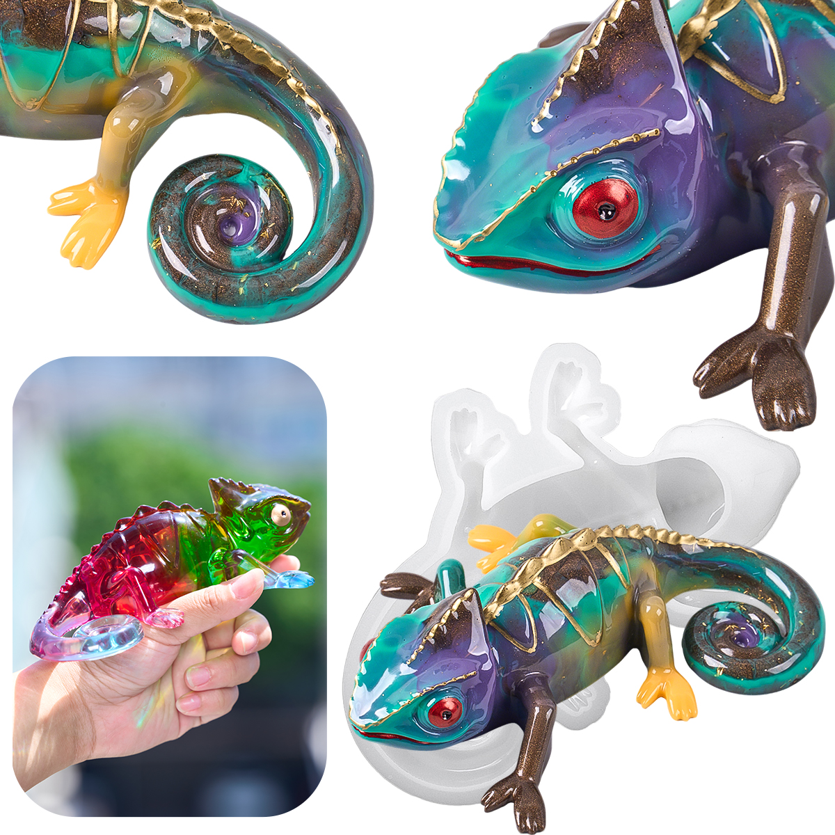 17cm 3D Chameleon Lizard Silic - огляд і ціна Resin Art Mould