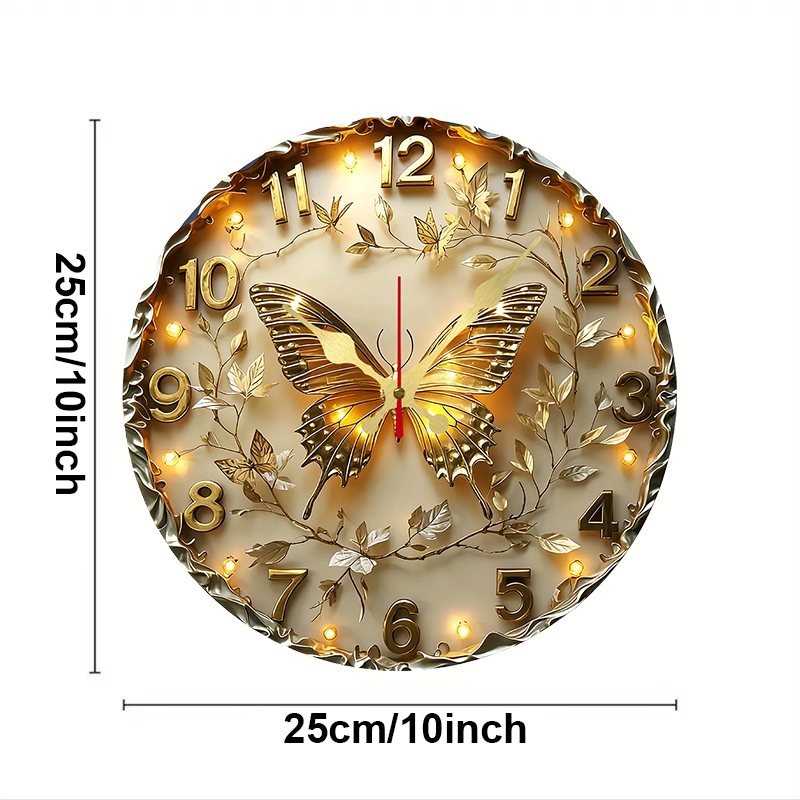 Golden Butterfly Wooden Round  - огляд і ціна Resin Art Wall Clock