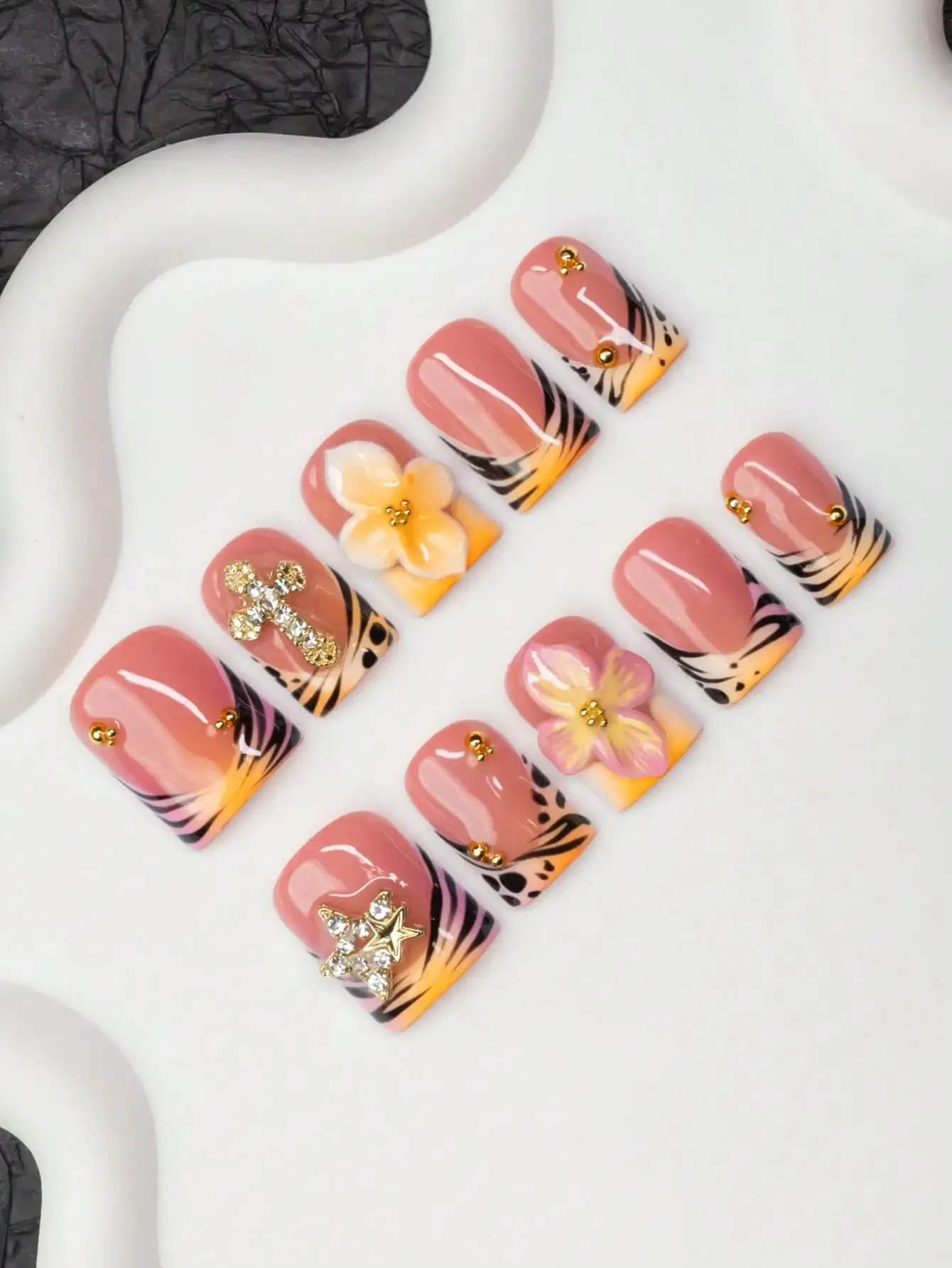 10pcs/Set Handmade Square Nail - огляд і ціна Resin Art And Design