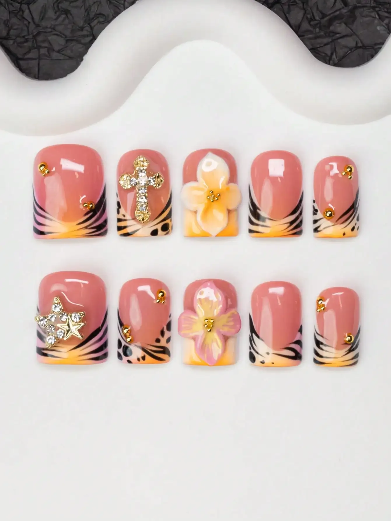 10pcs/Set Handmade Square Nail - огляд і ціна Resin Art And Design