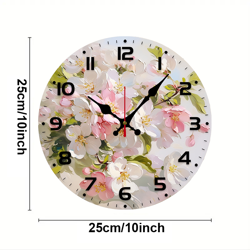 Pink White Flower Wooden Round - огляд і ціна Resin Art Wall Clock