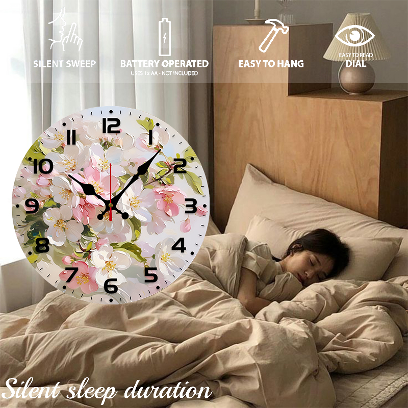Pink White Flower Wooden Round - огляд і ціна Resin Art Wall Clock