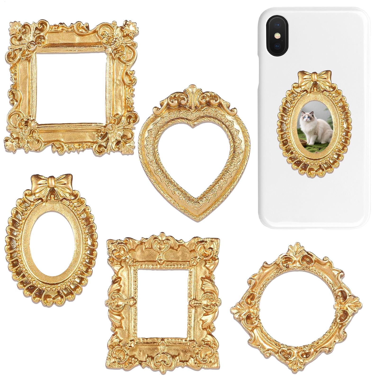 5PCS Gold Vintage Photo Frame  - огляд і ціна Background Resin Art