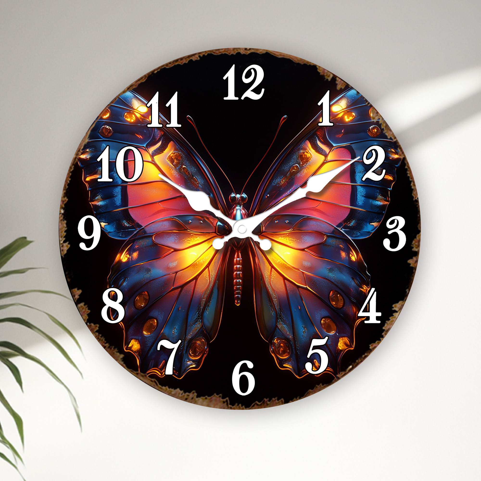 Glowing Butterfly with Fiery H - огляд і ціна Resin Art Wall Clock