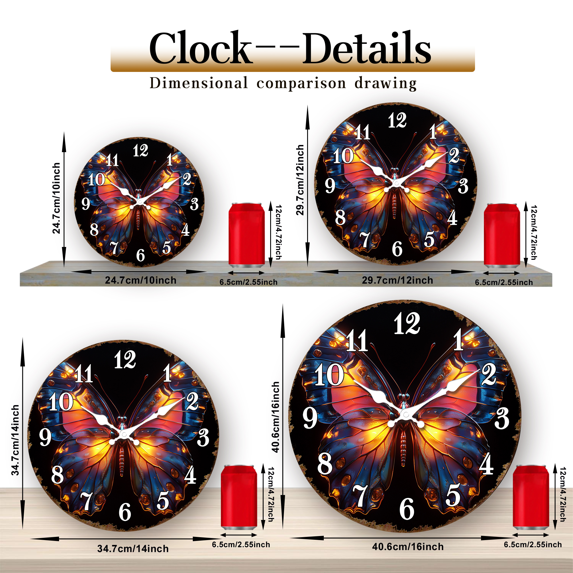 Glowing Butterfly with Fiery H - огляд і ціна Resin Art Wall Clock