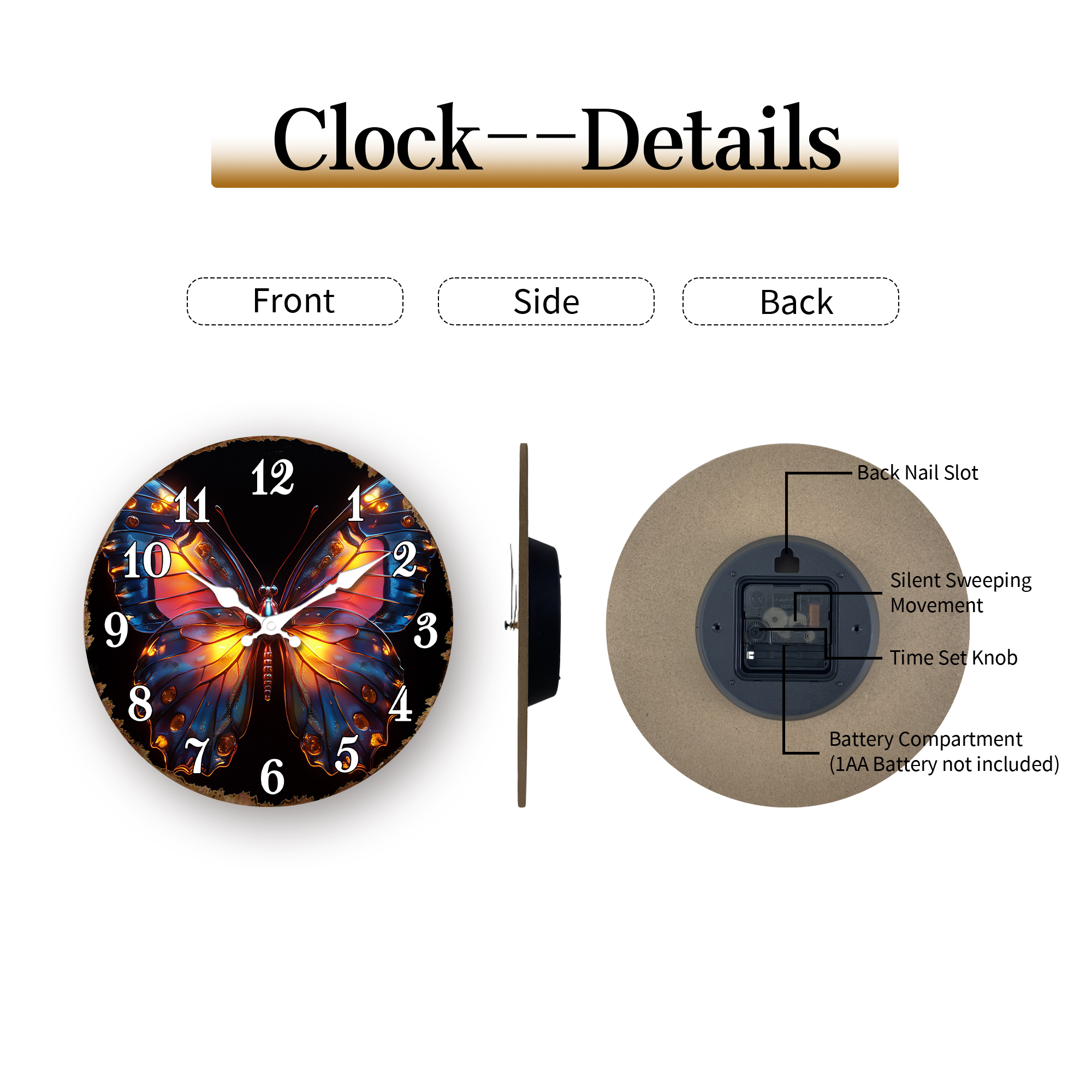 Glowing Butterfly with Fiery H - огляд і ціна Resin Art Wall Clock