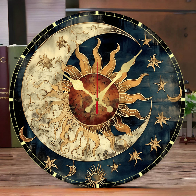Sun & Moon Celestial Wooden Ro - огляд і ціна Resin Art Wall Clock