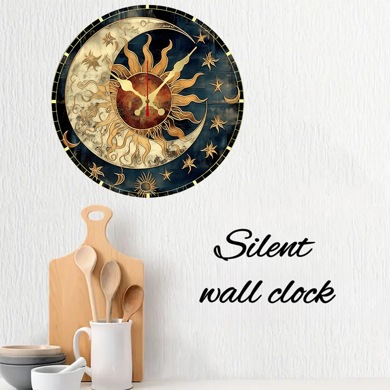 Sun & Moon Celestial Wooden Ro - огляд і ціна Resin Art Wall Clock