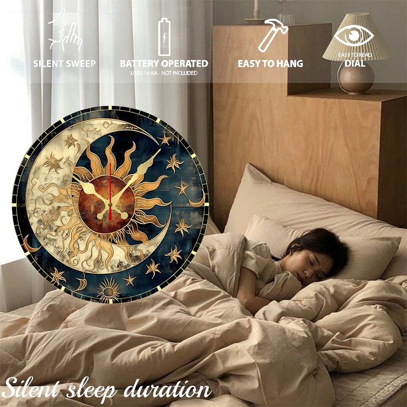 Sun & Moon Celestial Wooden Ro - огляд і ціна Resin Art Wall Clock