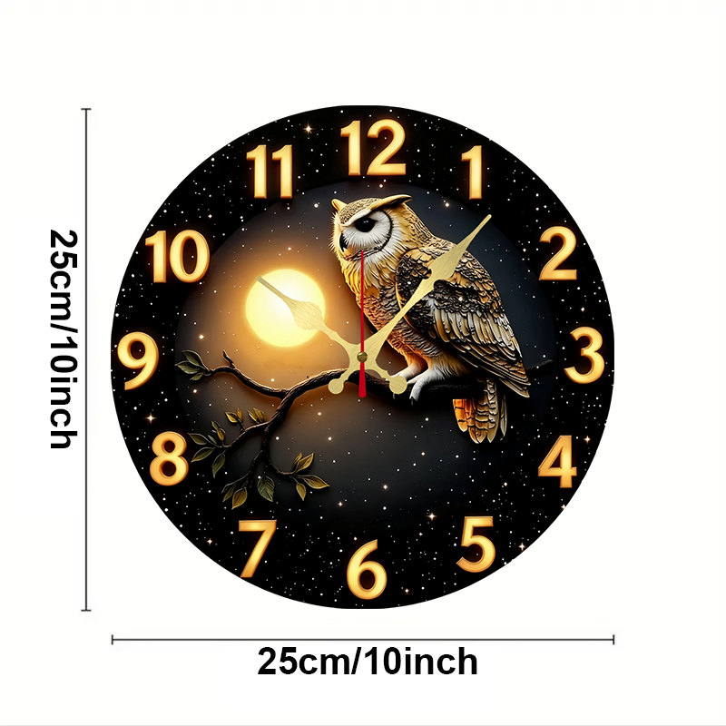 Owl Moonlit Night Wooden Round - огляд і ціна Resin Art Wall Clock