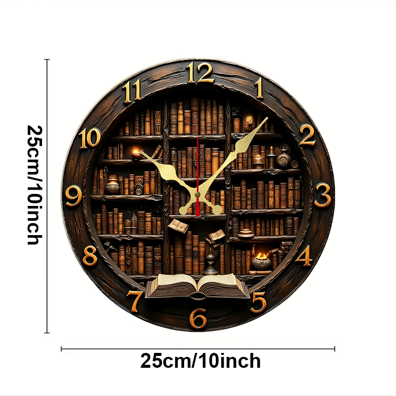 Library Nook Style Wooden Roun - огляд і ціна Resin Art Wall Clock