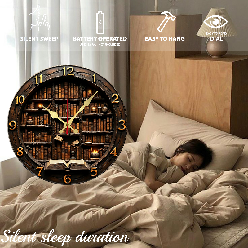 Library Nook Style Wooden Roun - огляд і ціна Resin Art Wall Clock