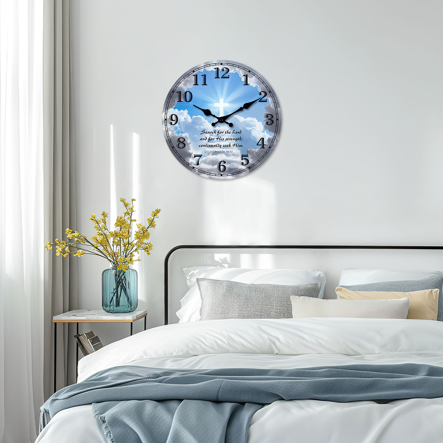 Cross Bible Verse Blue Backgro - огляд і ціна Resin Art Wall Clock