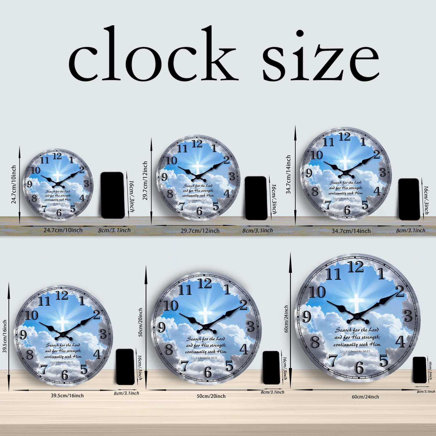 Cross Bible Verse Blue Backgro - огляд і ціна Resin Art Wall Clock