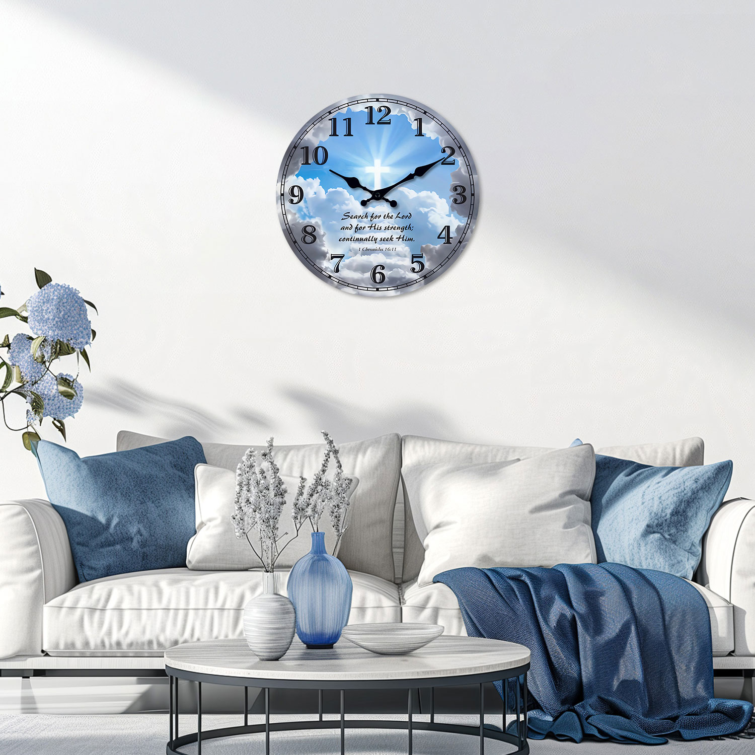 Cross Bible Verse Blue Backgro - огляд і ціна Resin Art Wall Clock