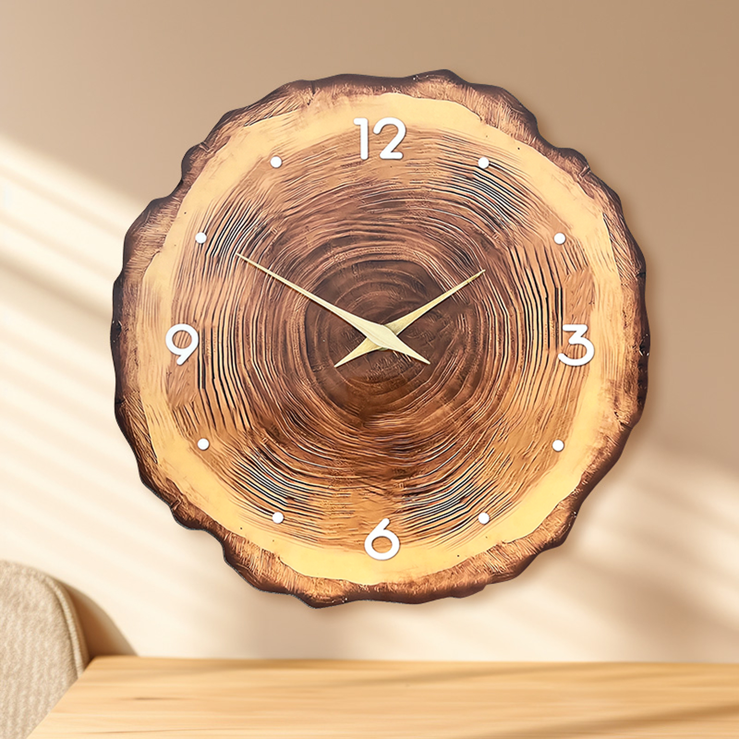 1pc wooden ring veneer wall cl - огляд і ціна Resin Art Wall Clock