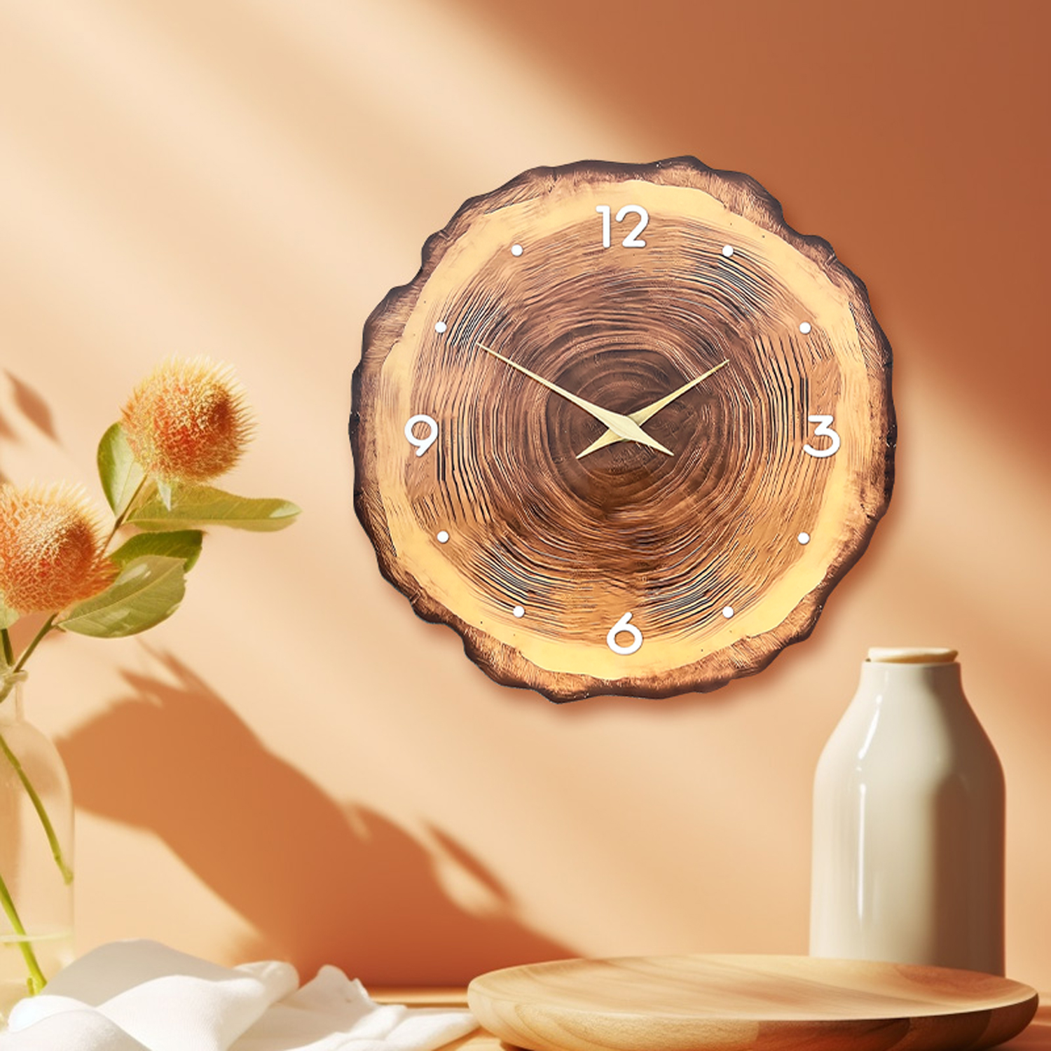 1pc wooden ring veneer wall cl - огляд і ціна Resin Art Wall Clock