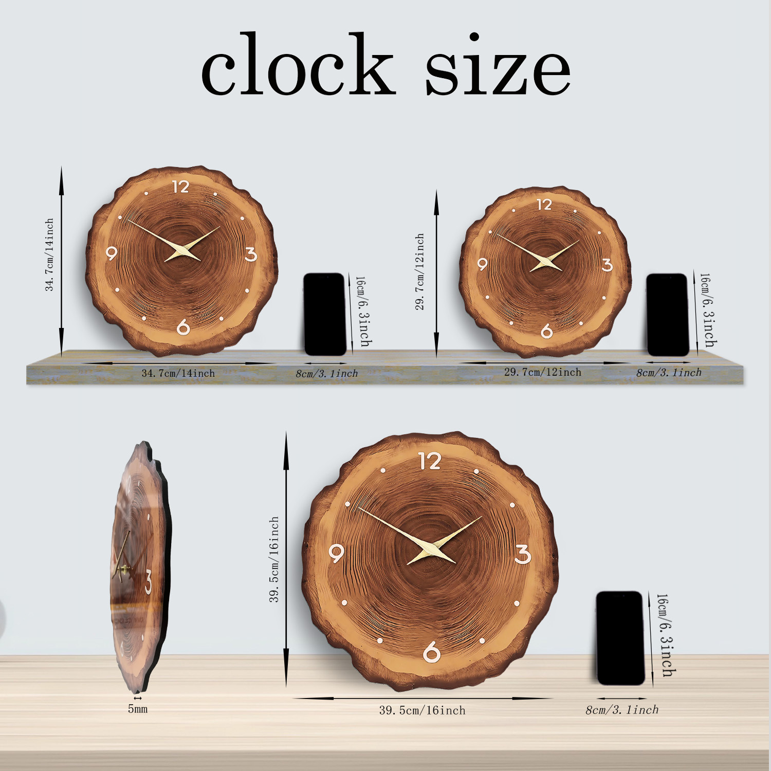 1pc wooden ring veneer wall cl - огляд і ціна Resin Art Wall Clock
