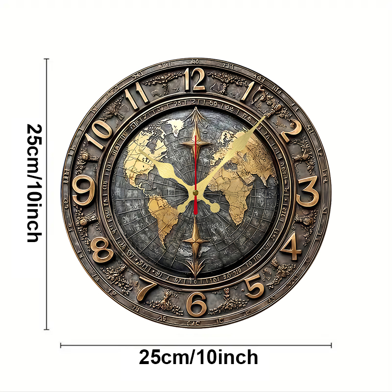 2D Vintage World Map Wooden Ro - огляд і ціна Resin Art Wall Clock