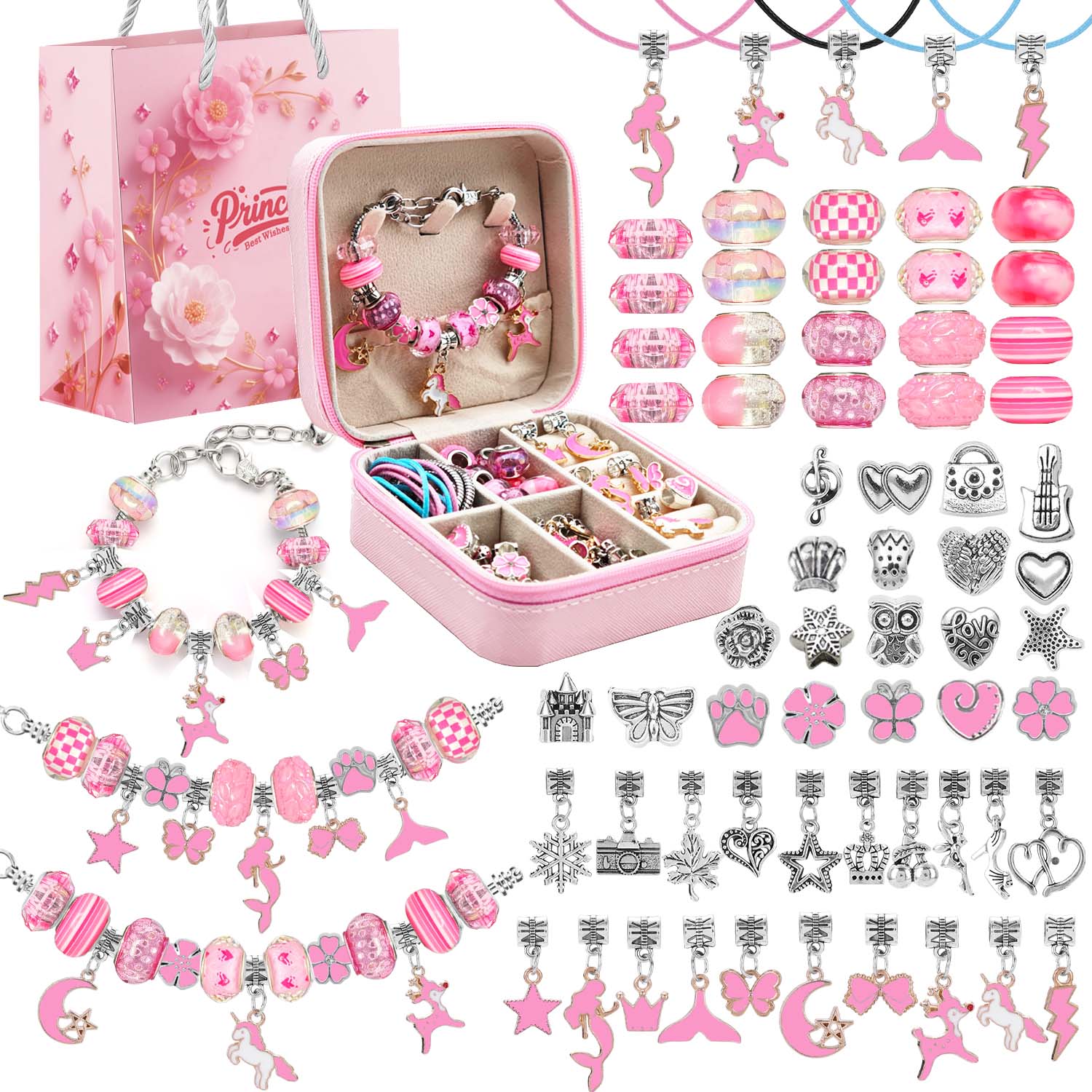 68pcs pink beaded jewelry set, - огляд і ціна Resin Art Case