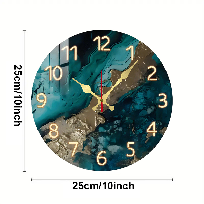Green Marble Wooden Round Sile - огляд і ціна Resin Art Wall Clock