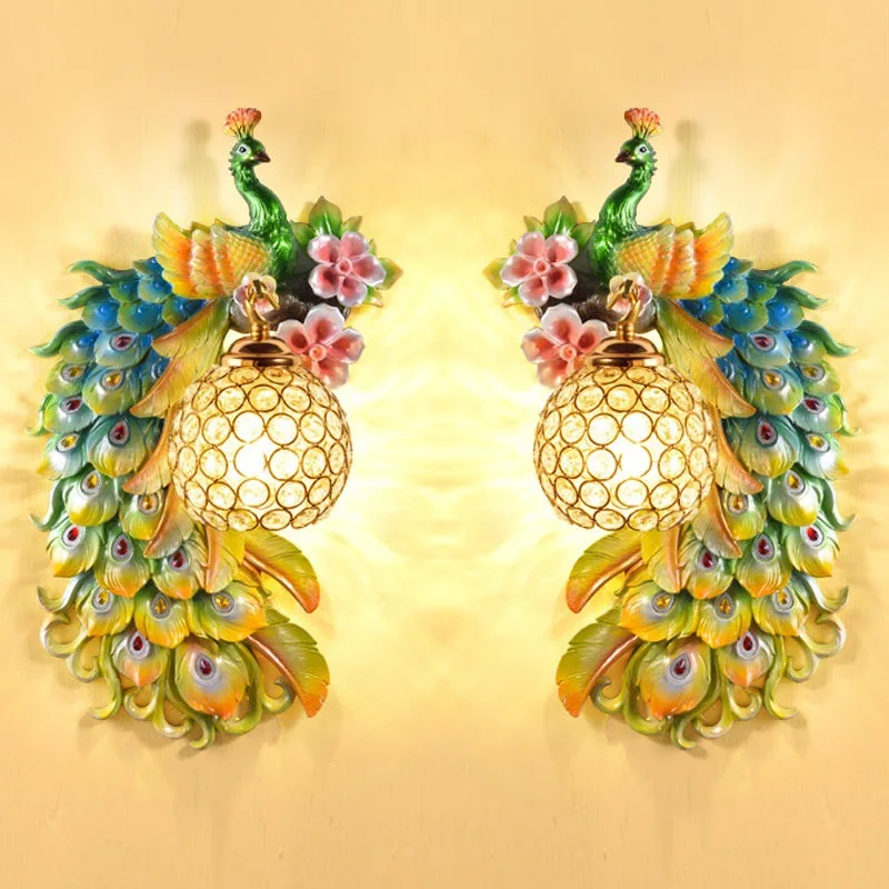 Vintage Peacock Wall Lamps Liv - огляд і ціна Background Resin Art