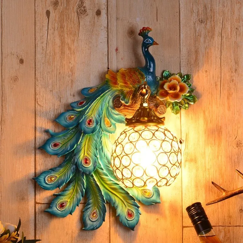 Vintage Peacock Wall Lamps Liv - огляд і ціна Background Resin Art