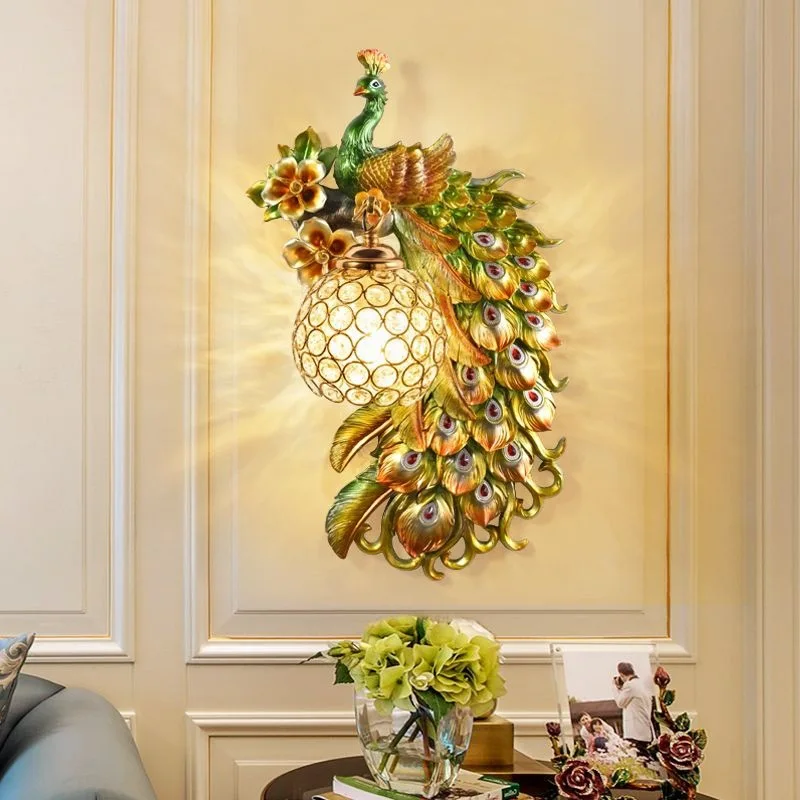 Vintage Peacock Wall Lamps Liv - огляд і ціна Background Resin Art