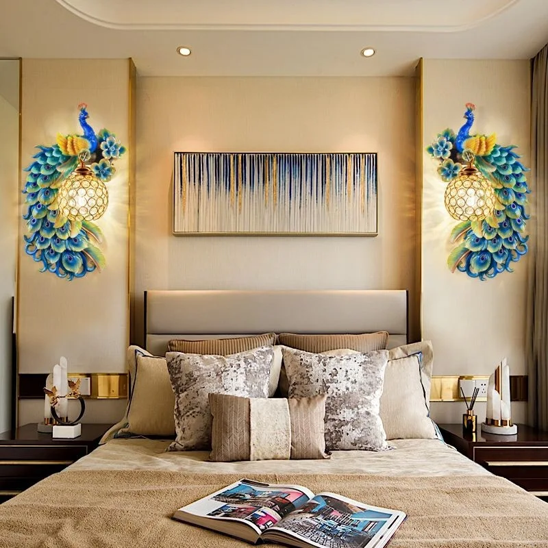 Vintage Peacock Wall Lamps Liv - огляд і ціна Background Resin Art