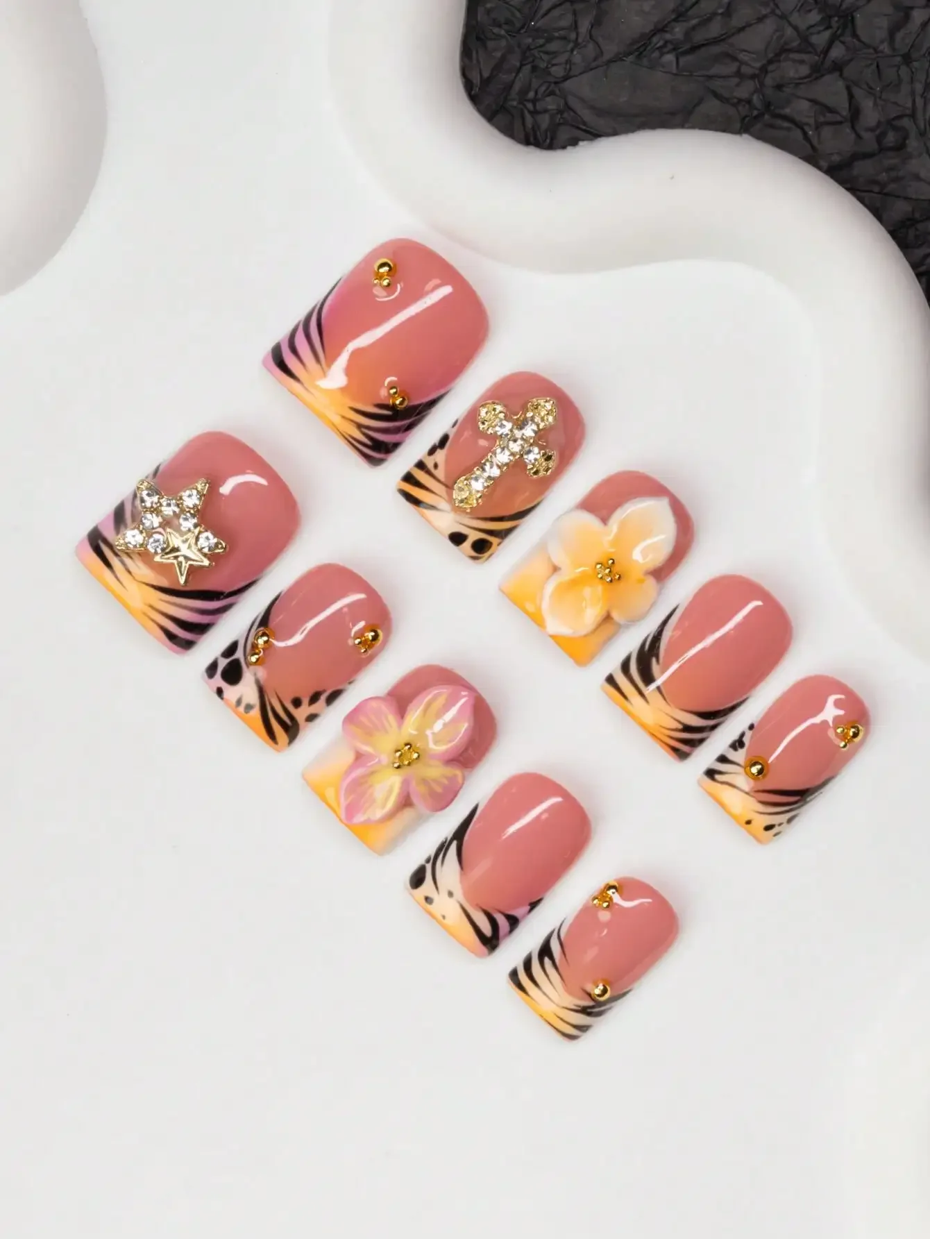 10pcs/Set Handmade Square Nail - огляд і ціна Resin Art And Design