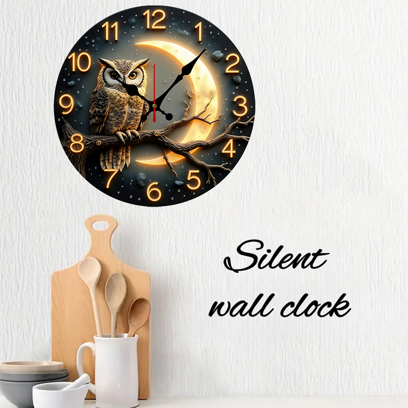 Moonlight Night Wooden Round S - огляд і ціна Resin Art Wall Clock