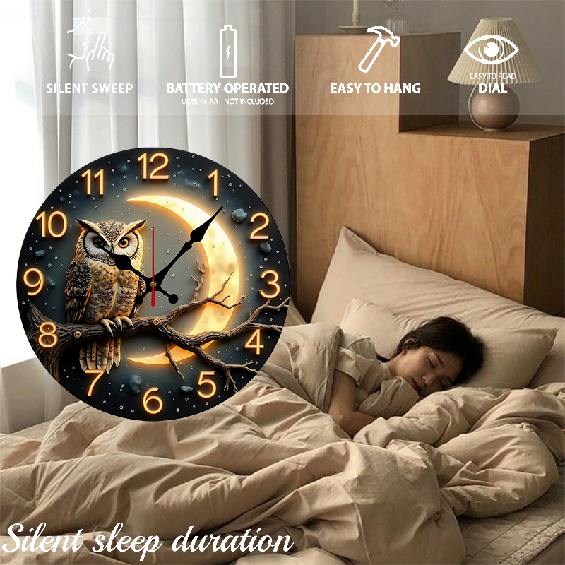 Moonlight Night Wooden Round S - огляд і ціна Resin Art Wall Clock